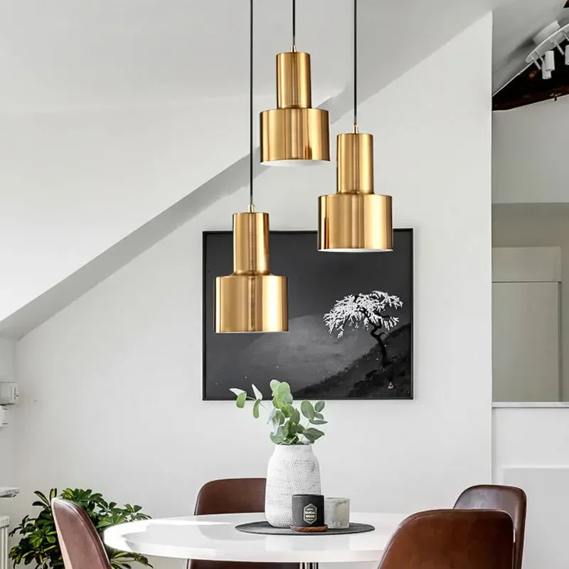 

Modern Bedside Pendant Lamp Golden Hanging Light For Living Room Kitchen Loft Bar Restaurant Foyer Decor LED Chandelier Lustre