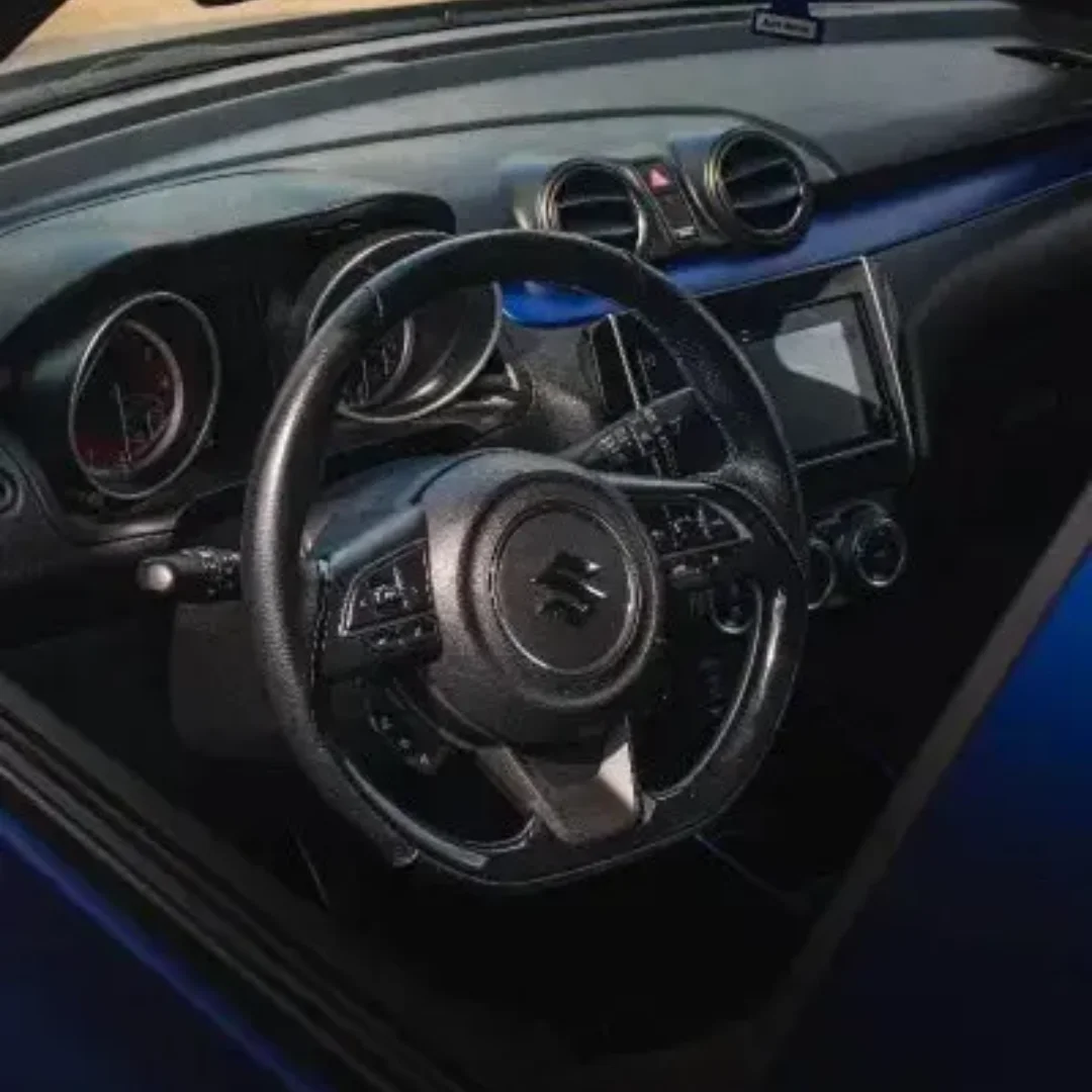 

Custom Blue stripes and stitching Real Carbon Fiber Preforated Leather Steering Wheel For susuki swift sport zc33s 2020