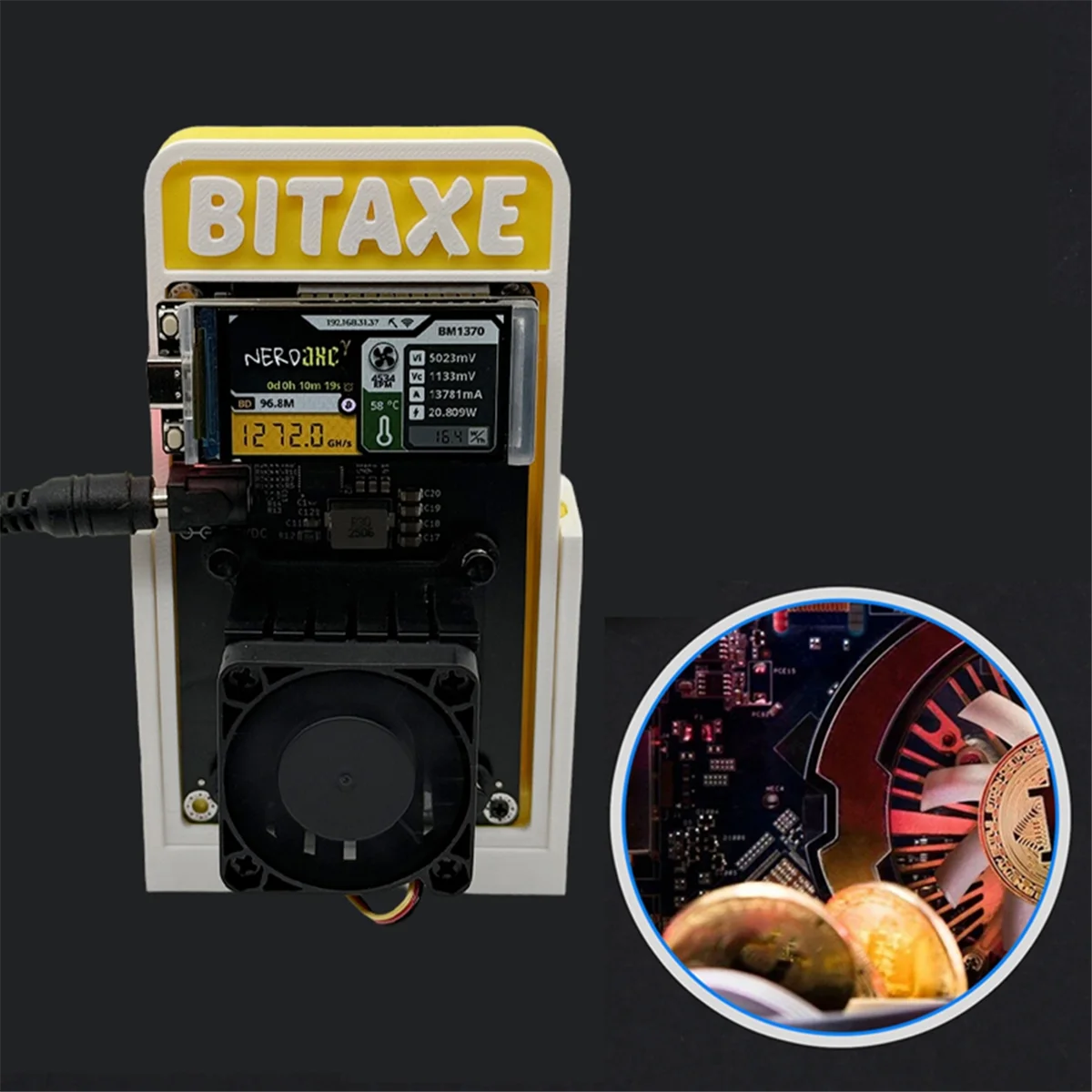 Bitaxe Gamma Nerdaxe 601 1200GH/S 1.2TH/S BTC Solo Miner 18-22W BM1370 Asic من Antminer S21 Pro Bitcoin Miner EU PLUG