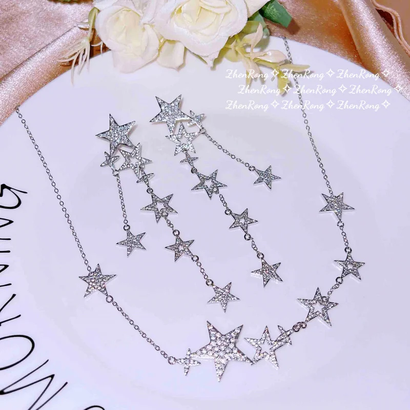 

Classic design stars, heart shapes, butterflies - exquisite earrings and necklaces set. Perfect for women's parties and weddings