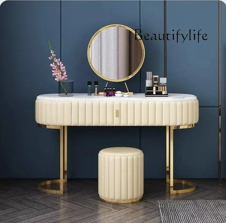 الفاخرة الحديثة تسريحات الشمال غرفة نوم Penteadeira منضدة الزينة LED مرآة خزانة ماكياج غرفة نوم تخزين الغرور الأثاث