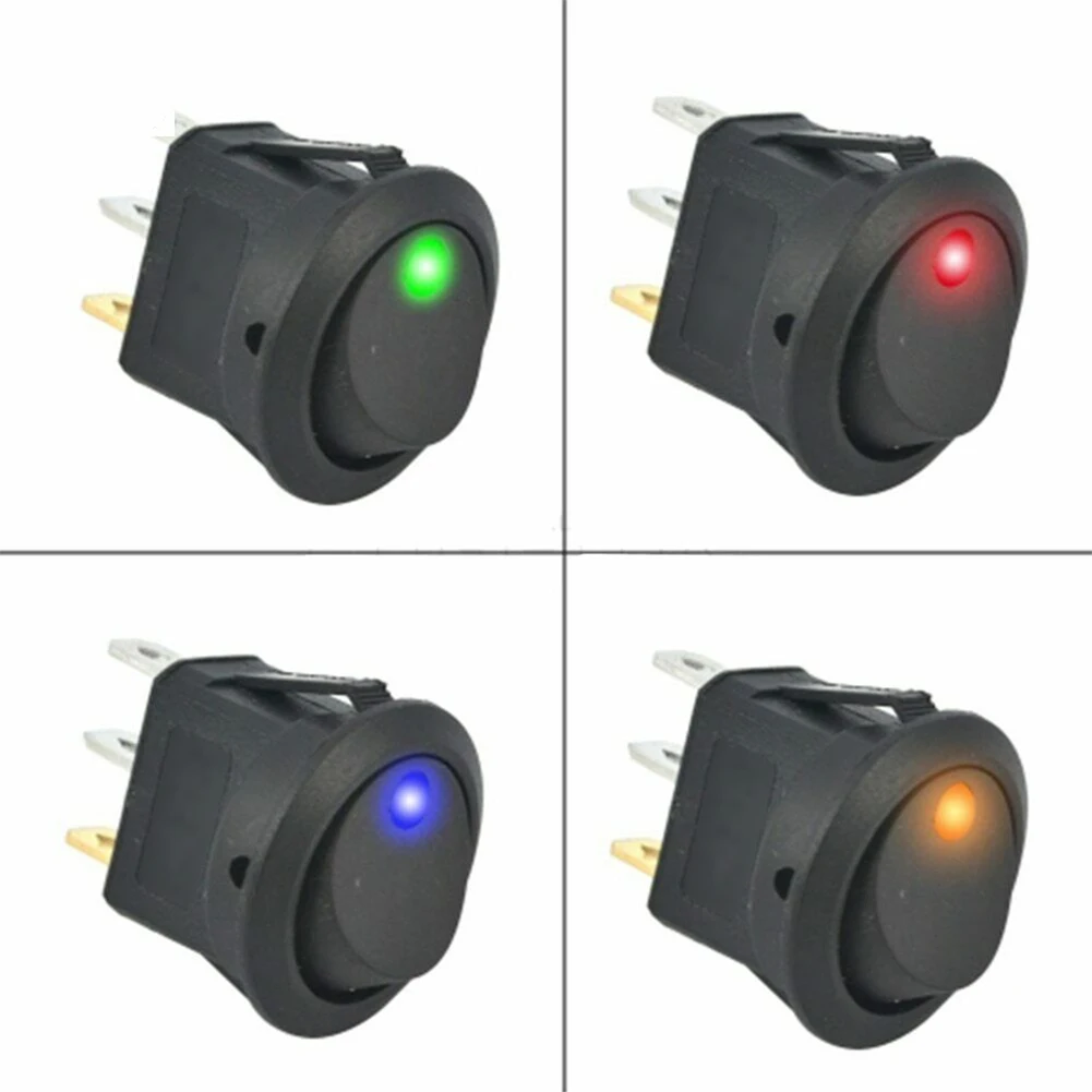 Interruttore a bilanciere rotondo illuminazione a LED interruttore rotondo a LED 20A DC12V sostituzione interruttore ON/OFF per barche SPST 2.4cm * 2.4cm * 3cm