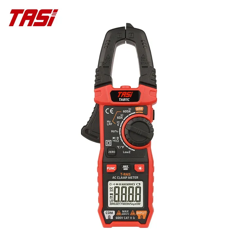 

LED IndicatorTASI TA811C 5999 Counts AC/DC 600A Digital Clamp Meter with DC Current High/Low Impedance Capacitance & Resistance