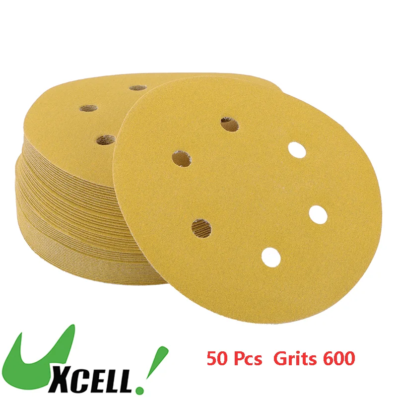 

UXCELL 50 PCS Sanding Discs 600 Grits Round Hook and Loop Sandpaper 6 Inch 6 Hole Sand Polishing Pad Car Abrasive Tool