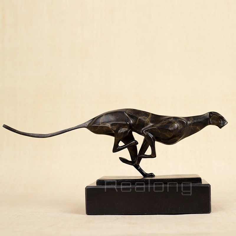 Bronze leopard Sculpture Bronze Cheetah Statue  Animal Bronze Statues and Sculptures For Home Desk Decoration Ornamment Gifts