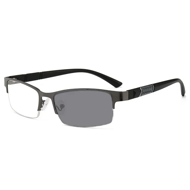 MDOD Photochrome Brille, blaues Licht, Halbrahmen-Dioptrienbrille, Business-Männer-Myopie-Brille, modische Sonnenbrille, 0 bis -6,0 5