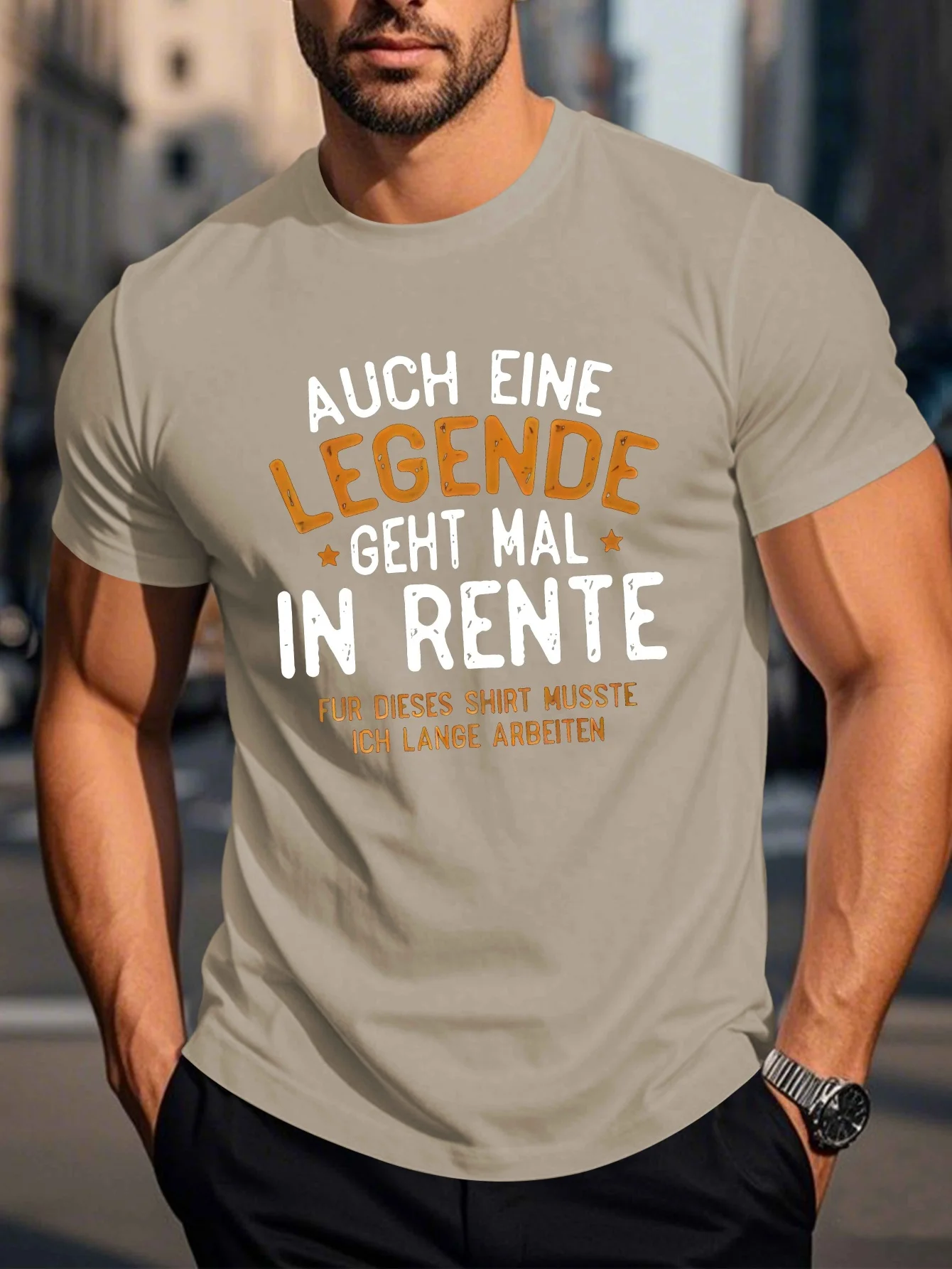Men's Funny German Phrase T-Shirt - German Text Short Sleeve Summer Top, Casual Round Neck Tee with German Phrases, Machine Washable for German Language Learners & Casual Attire