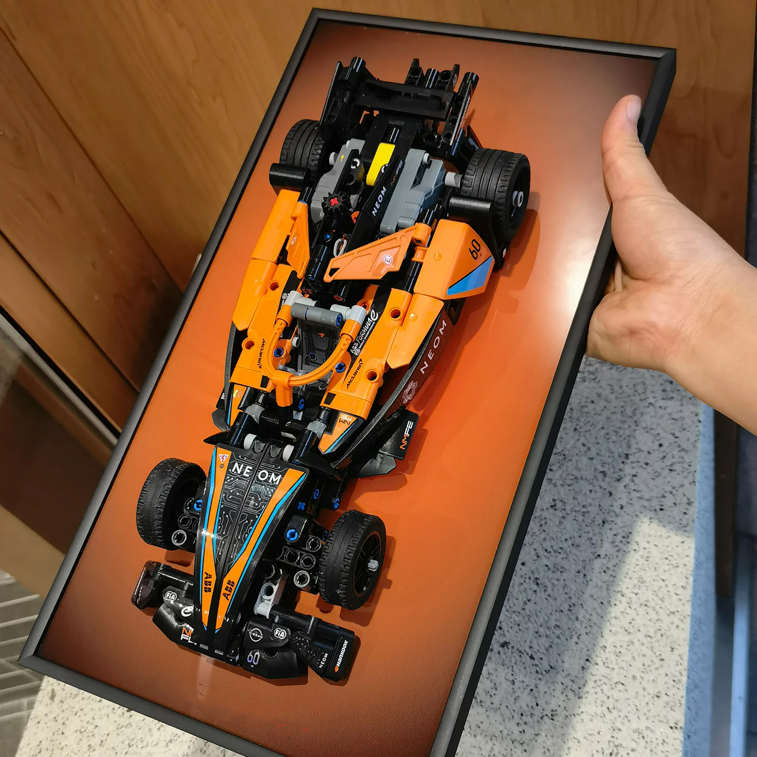 

Display Wallboard for LEGO Technic 42169 NEOM McLaren Formul Building Blocks, Adult Collectibles Wall Mount Frame (No Car Includ