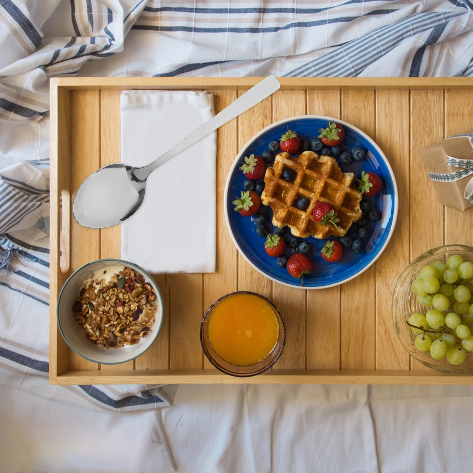 

12 Pcs Stainless Steel Spoons 8 Inch Square Handle Dining Utensils Bulk Tableware Spoon Set For Restaurant Home Use