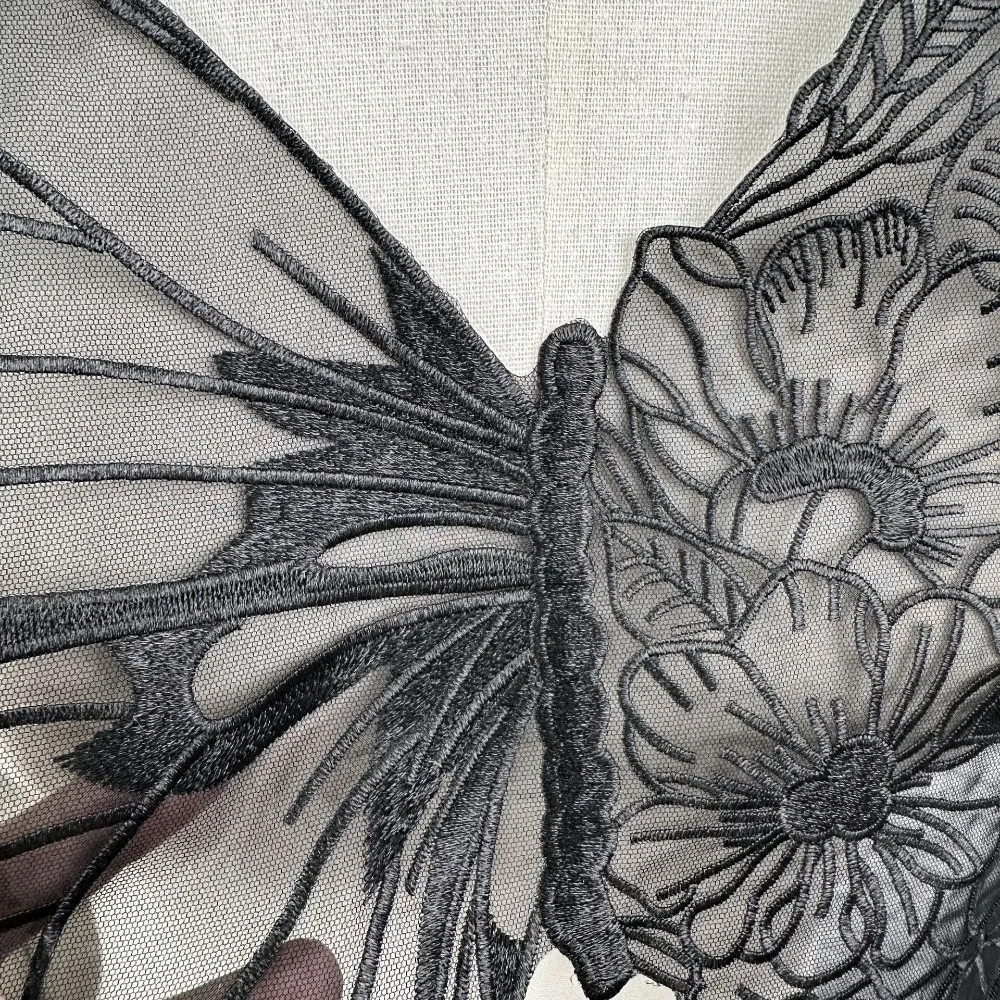 35CM Butterfly Patch Large Butterfly Embroidery Lace Fabric Clothes Patches Mesh Butterfly Collar