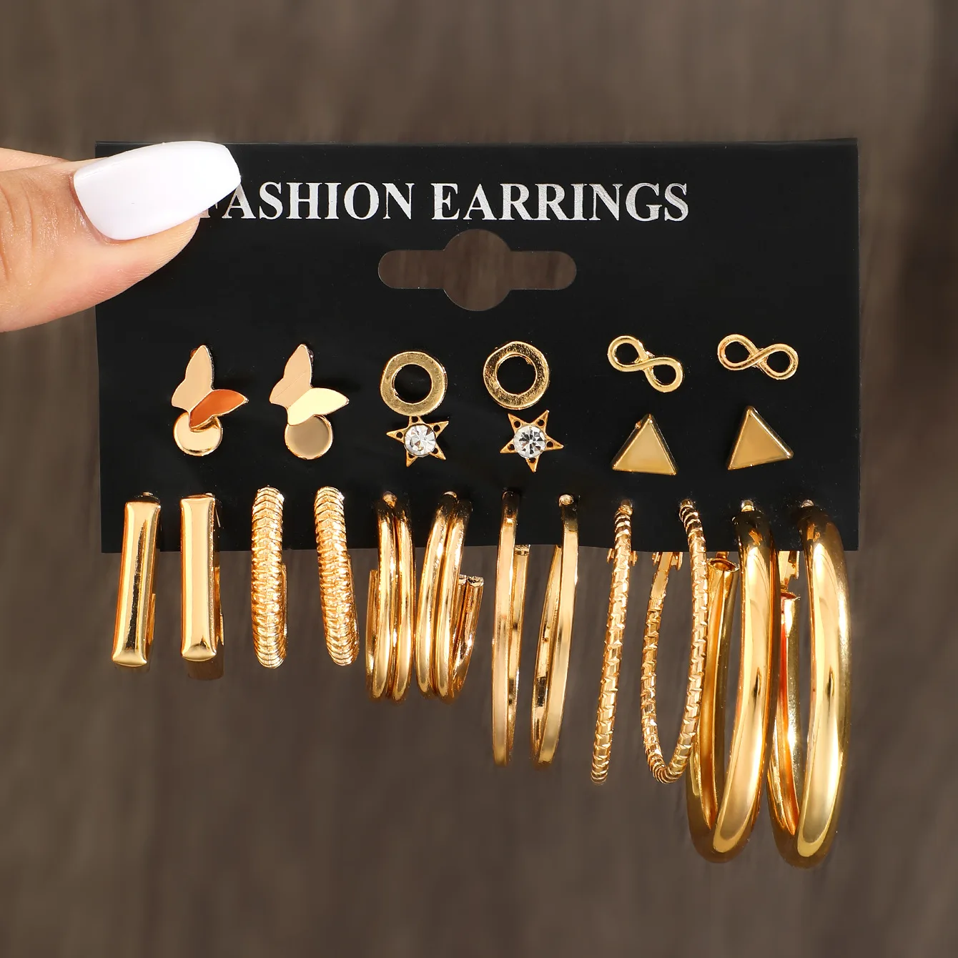 1set Hot Selling Butterfly Geometric Earring Set For women, Exaggerated Large Circle earrings, Multi Style Earrings Wholesale