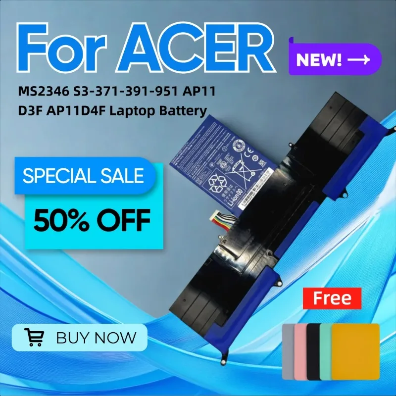 

For Acer MS2346 S3-371-391-951 AP11D3F AP11D4F Laptop Battery Give Away A Mouse Pad