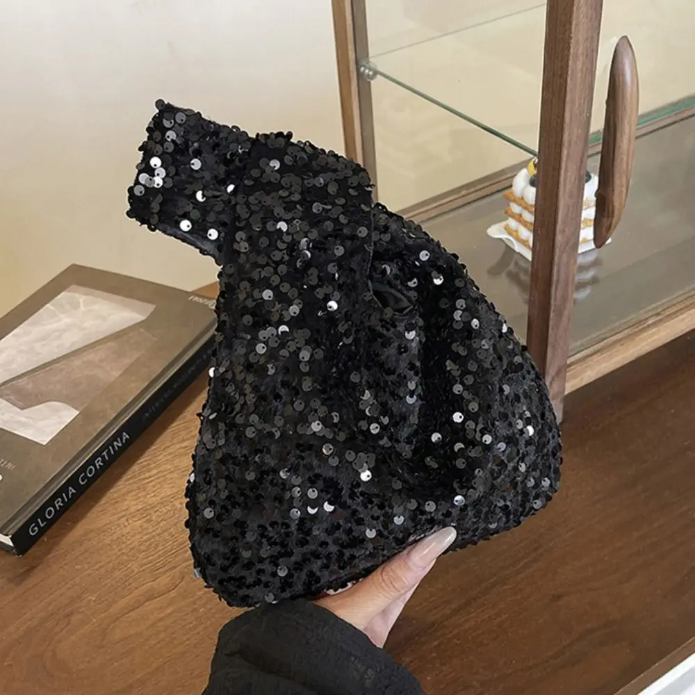 Casual Paillette Knot Handbag Blingbling Cute Sequin Evening Bag Fashion Purse Wrist Bag Girl