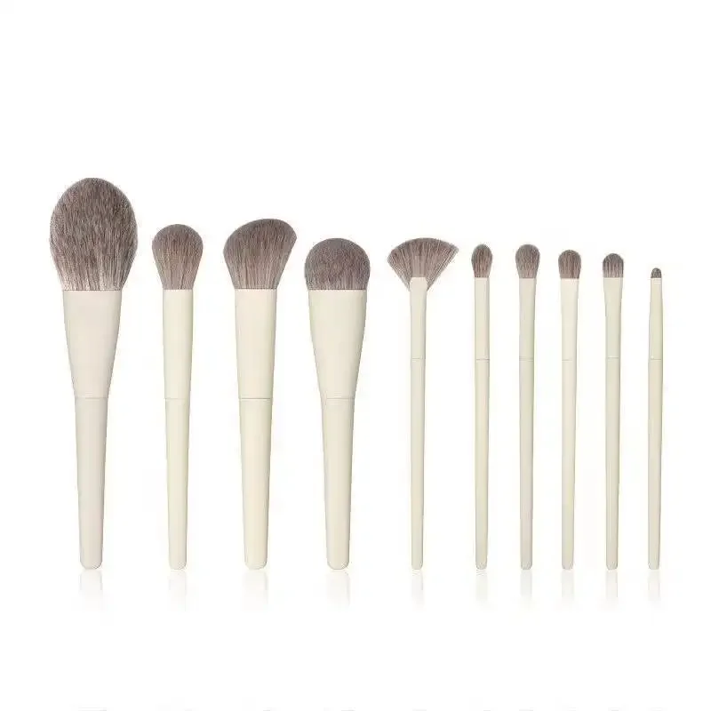 Soft Fluffy Maquiagem Brushes Set, cosméticos, Fundação, Blush, pó, sombra, Kabuki, mistura, ferramenta de beleza, 10pcs