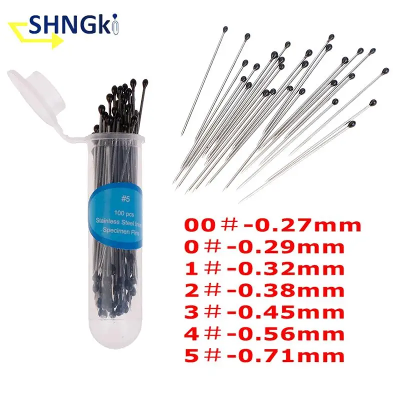 New 100Pcs 40mm Insect Pins Specimen Needle Stainless Steel for School Lab Entomology Tool Part