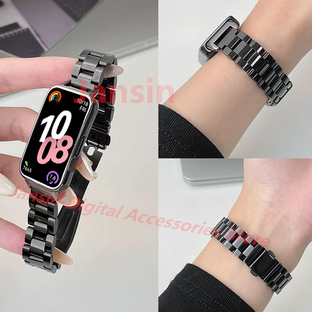 Edelstahlband für Huawei Band 10 9, Correa, Metall-Business-Armband, Zubehör für Huawei Band 8, austauschbares Armband