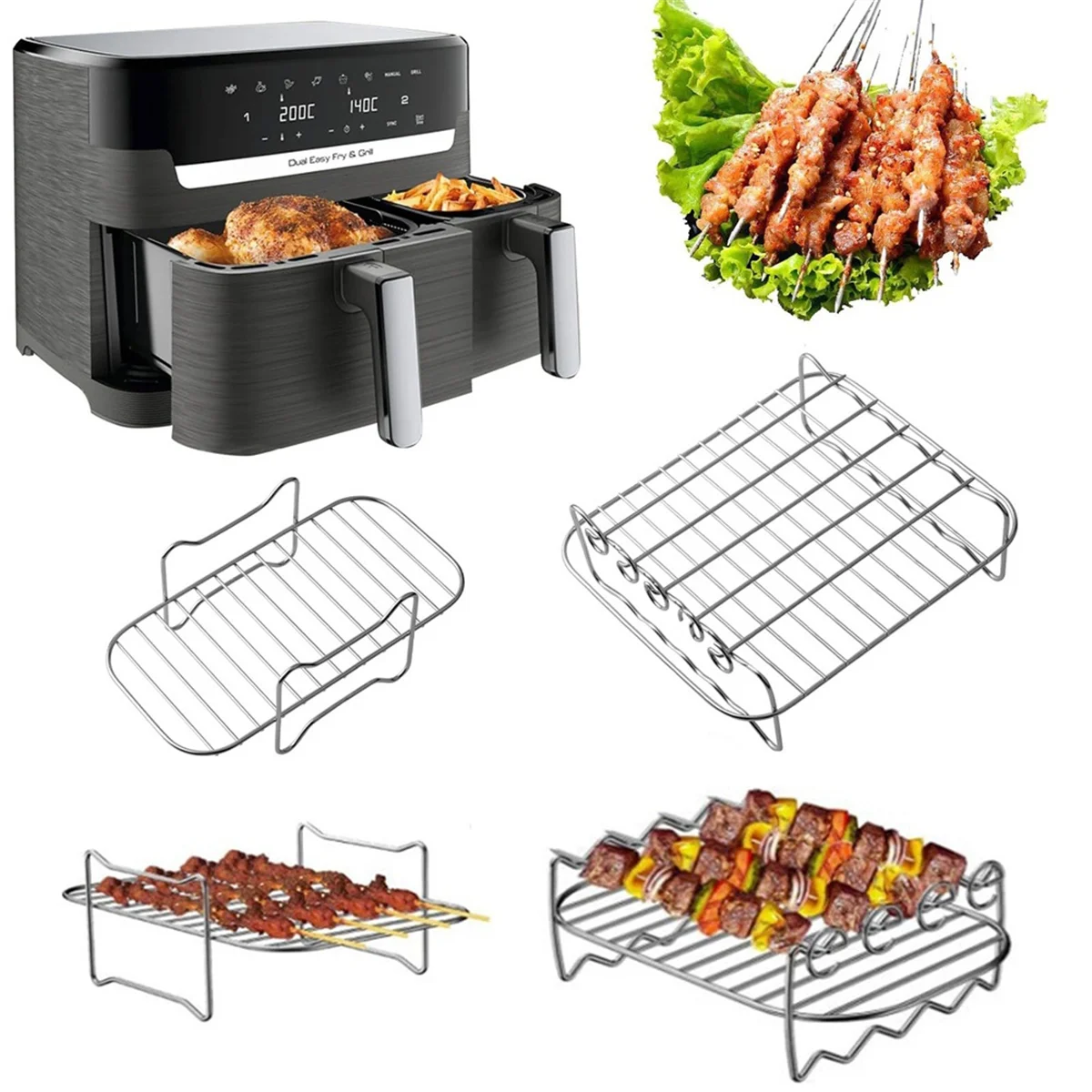 Accesorios para freidora Y15AAirfryer Philips Dual Basket Airfryer serie 3000, rejilla para freidora de aire, rejilla de cocina para Tefal EY9018 5,2/3,1 L