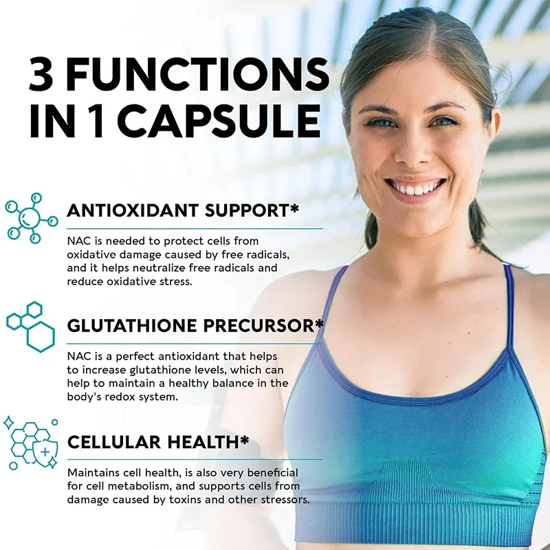 NAC+Glutathione Capsules β Detoxification, Whitening, Immunity, Cell Growth and Repair, Antioxidant Supplement