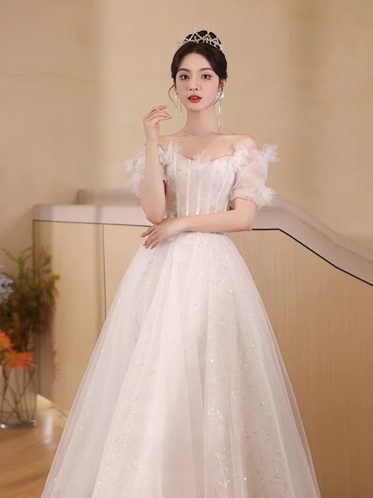 

White Evening Gown Wedding Dr Beautiful Engagement High-End Sensation Ultra-Fairy Unique Host Korean Sle