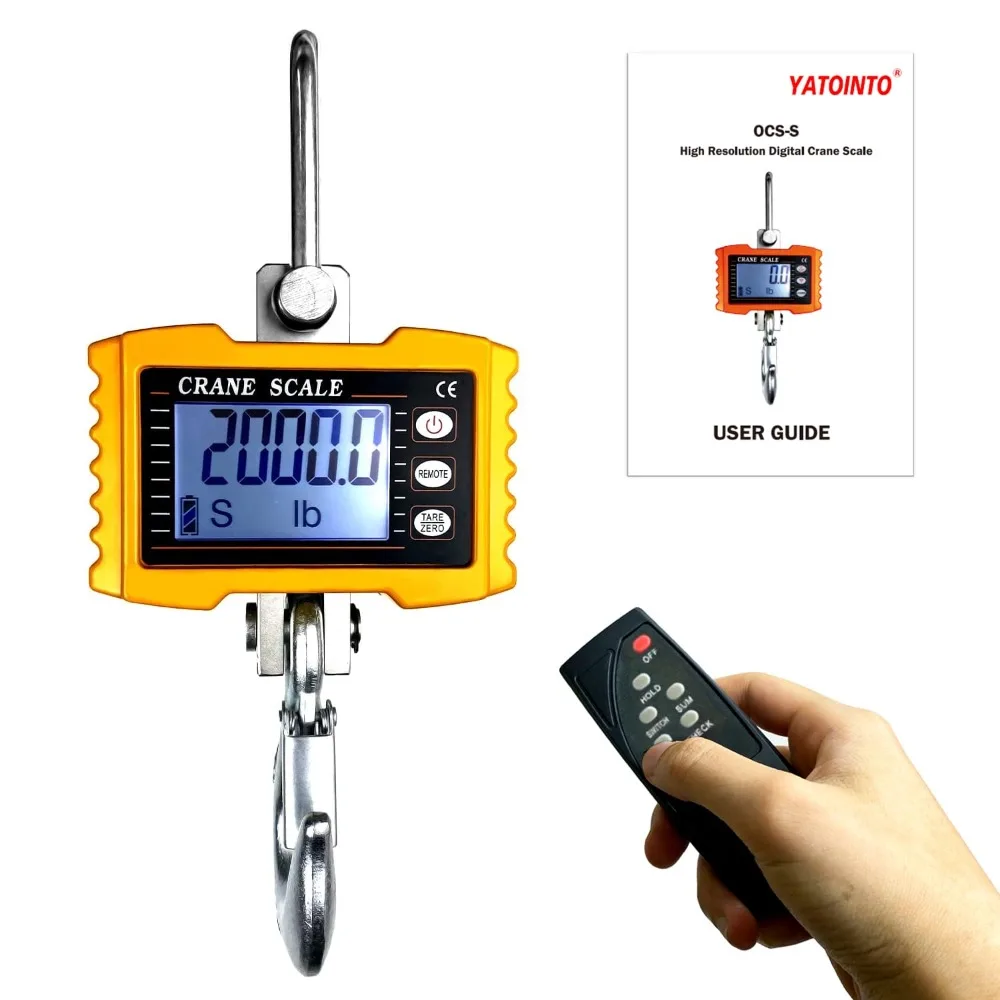 

High Precision 2200lb Digital Crane Scale for Heavy Duty Industrial Use with Remote Control and Aluminum Case, CE Certified