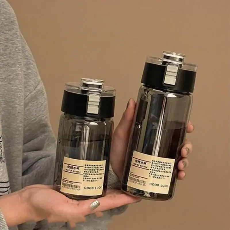 

Портативная пластиковая бутылка для воды, спортивная прозрачная чашка для фитнеса большой емкости с отделением для чая, уличная бутылка для воды с защитой от падения