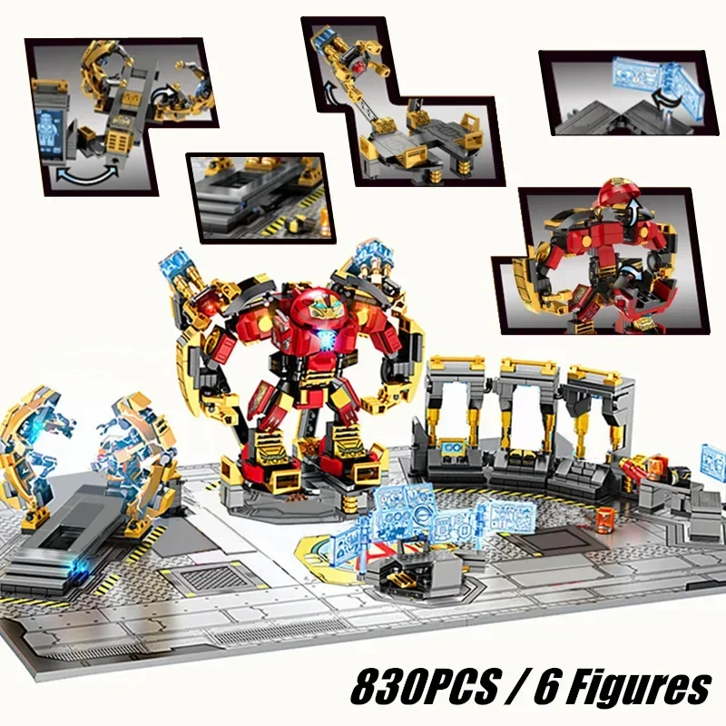 Miniso Marvel Железный человек Armour Hall халкбастер робот битва Мстители башня Старк лабораторная модель конструктор подарок Diy игрушки