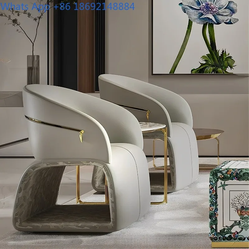 

Italian Style Light Luxury High-End Leopard Print Leisure Sofa Chair Armrest Home Single Sofa Chair