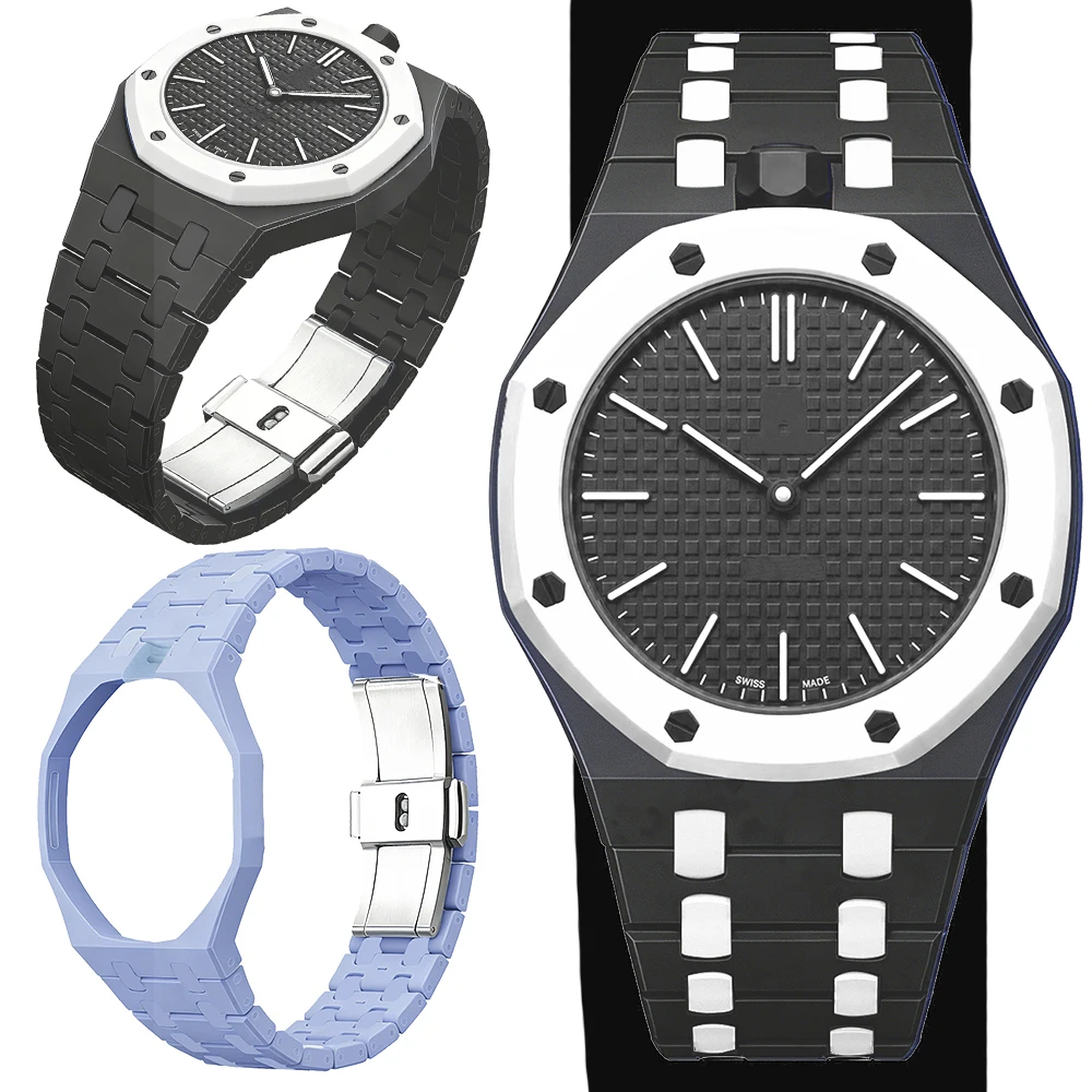 Ceramic Watch Band For Swatch X AP Royal POP Bioceramics Modification Kit Strap+Case Pocket Changer to Wristwatch Accessories