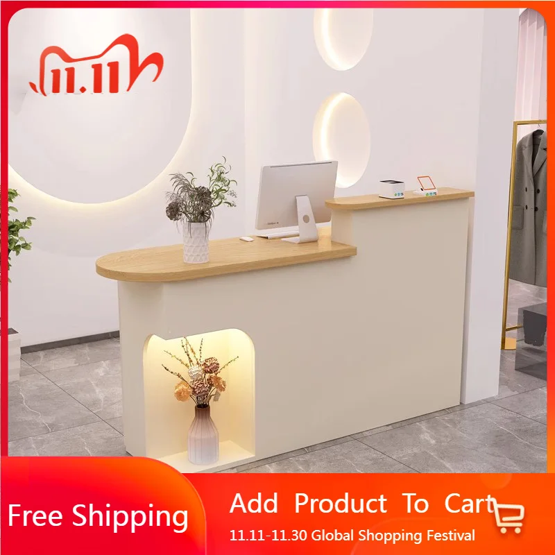 

White Organizers Reception Desks Salon Beauty Shop Hotel Reception Desks Minimalist Welcome Comptoire Accueil Lounge Furniture