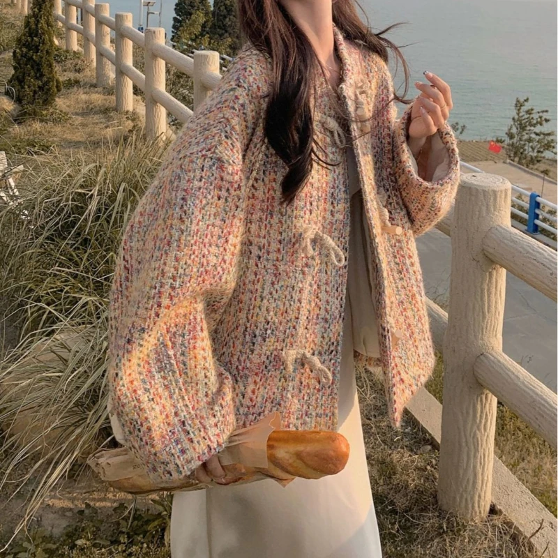 

2025 New Horn Buckle Tweed Jacket Women's Autumn Top