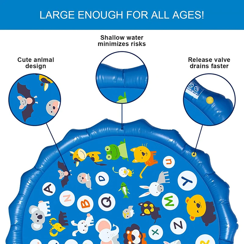 어린이 야외 재미있는 스프링클러 풀 매트 물 스프레이 패드 장난감 잔디밭 놀이 어린이용 풍선 원형 물놀이 게임