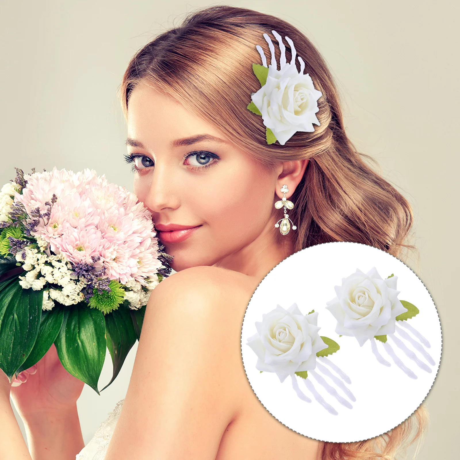 

2 Pcs Rose Hairpin Hairpins Women Accessories for Halloween Clip Hand Barrettes Roses Women's