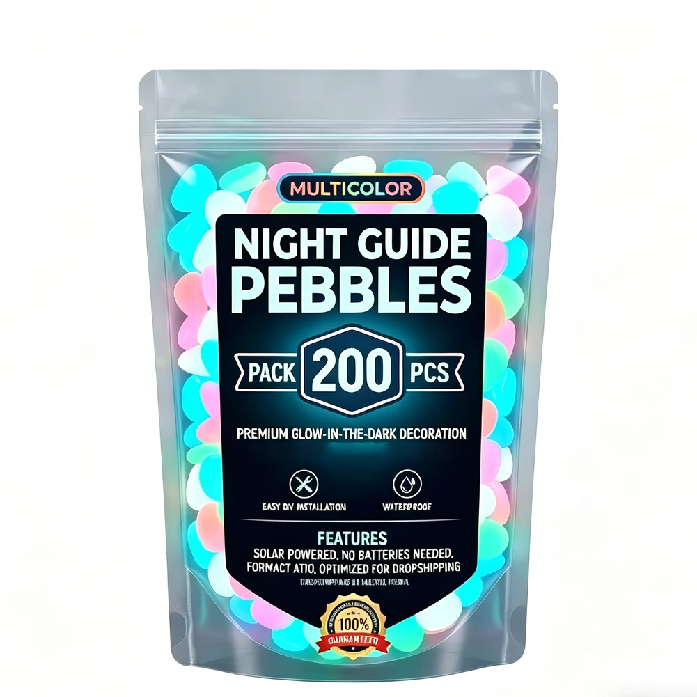 1set Luminous Garden Stones Solar Powered Waterproof Outdoor Decorative Pebbles Colorful Glow-in-the-Dark Night Guide Stones