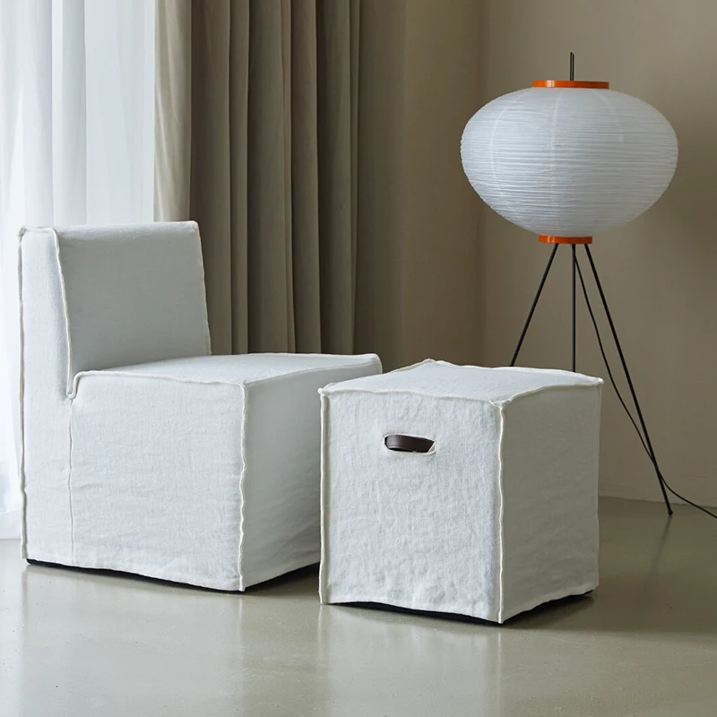 

Japanese-style wabi-sabi wind linen single sofa back chair retro fabric homestay dismantling and washing