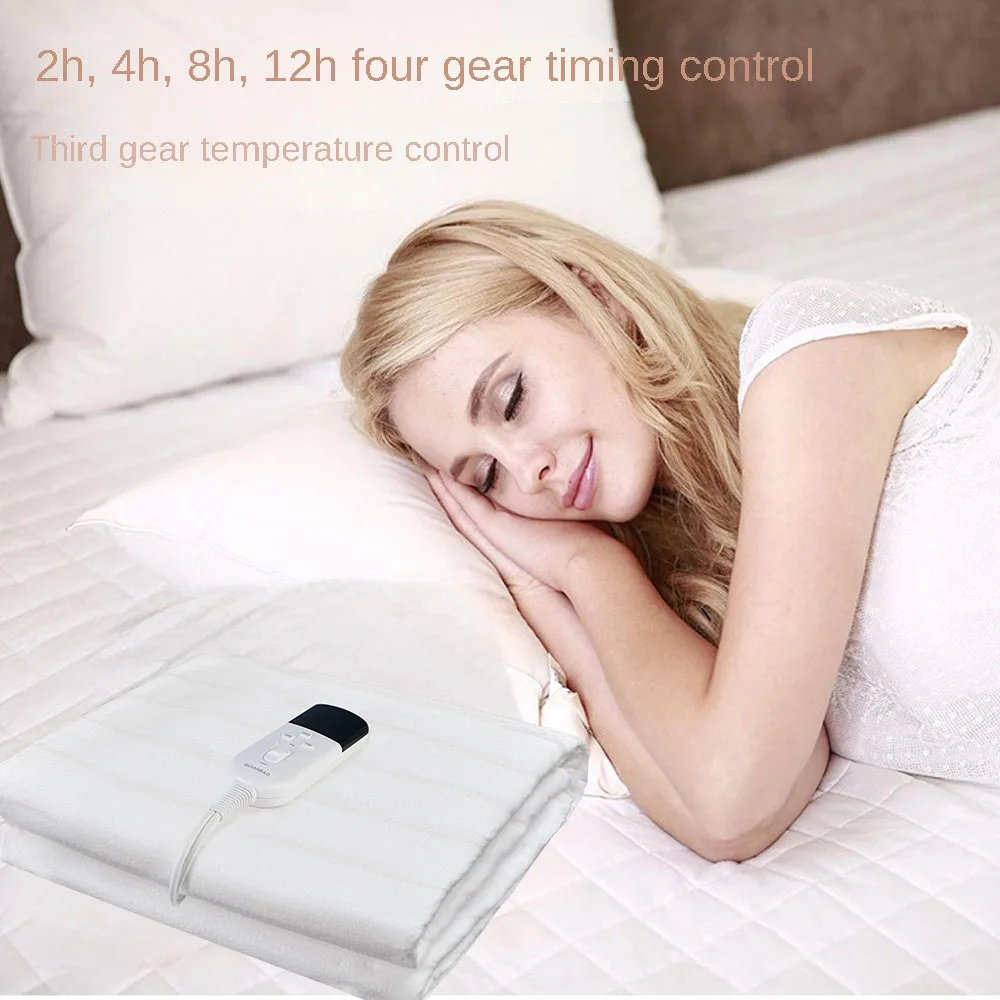 RUIANBAO Electric Heated Blanket Heated Mattress Pad Queen 160*130cm Machine Washable Overheat Protection Timer Bed Warmer