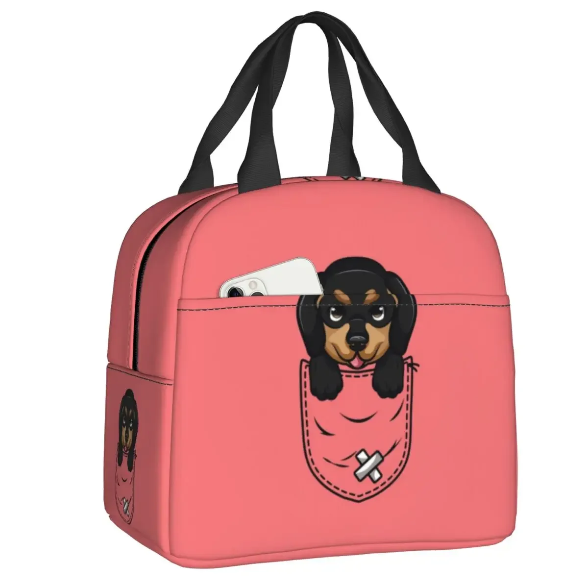 

Pocket Dachshund Puppy Insulated Lunch Bags for Women Sausage Wiener Badger Dogs Cooler Thermal Bento Box Outdoor Camping Travel