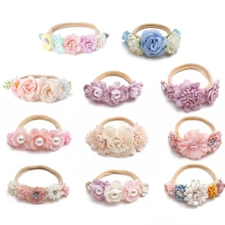 Bandeau élastique pour bébé, joli bandeau à fleurs en strass, pour les cheveux des nouveaux-nés et des petites filles