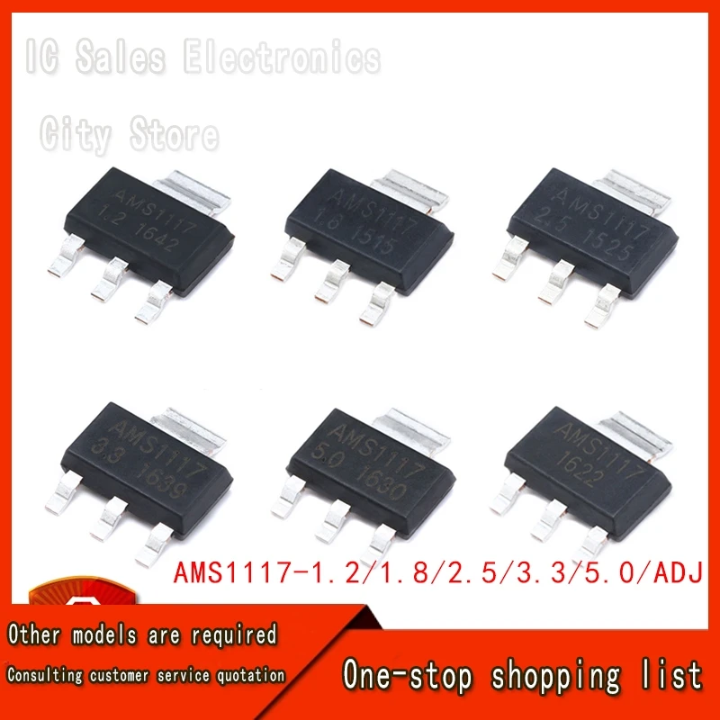 AMS1117-1.2 1.8 2.5 3.3 5.0V ADJ SOT-223 Voltage Regulating Power Supply Chip Voltage Reducing IC