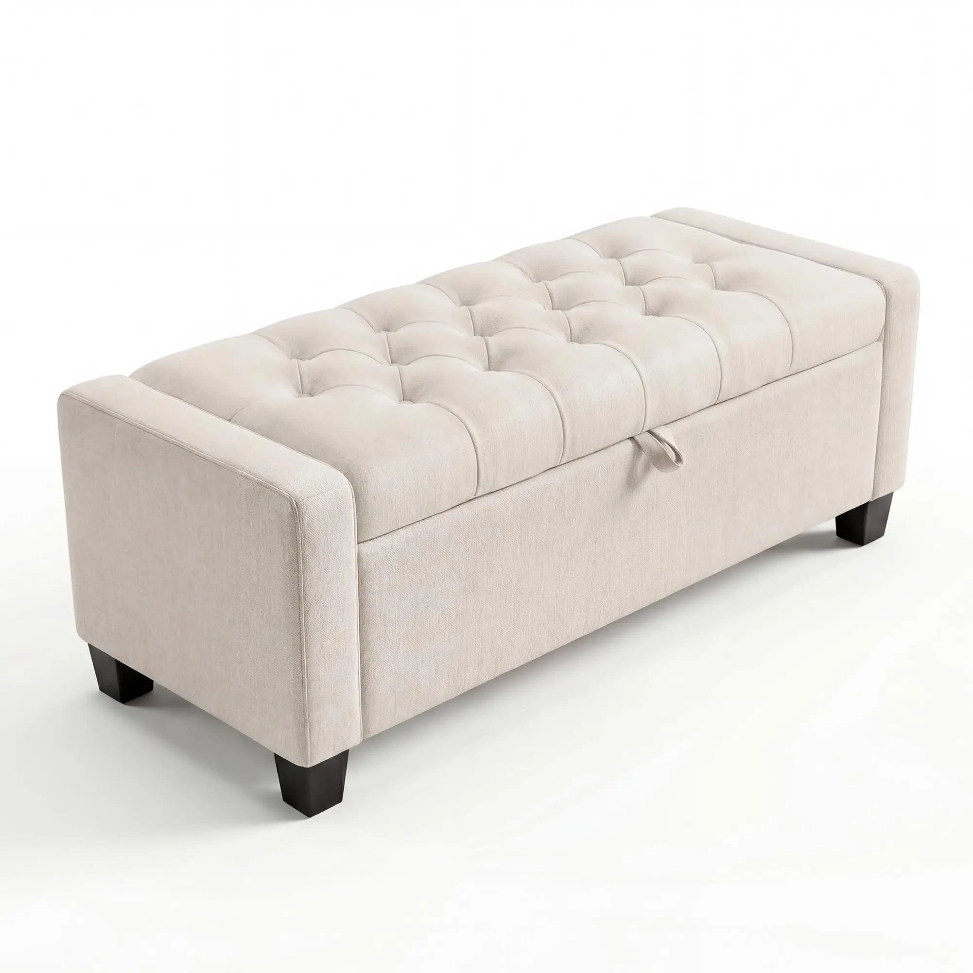 Storage Ottoman Bench with Safety Slow-Close Hinge, Tufted Upholstered Bench for Bedroom Entryway Living Room with Storage
