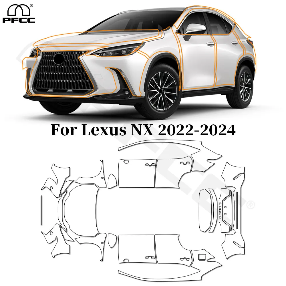 

Для Lexus NX 250 350 350H 450H 2022-2024 Защитная пленка для краски из ТПУ, защита от царапин, кузов автомобиля, предварительно вырезанный PPF, прозрачный бюстгальтер, устойчивый чехол