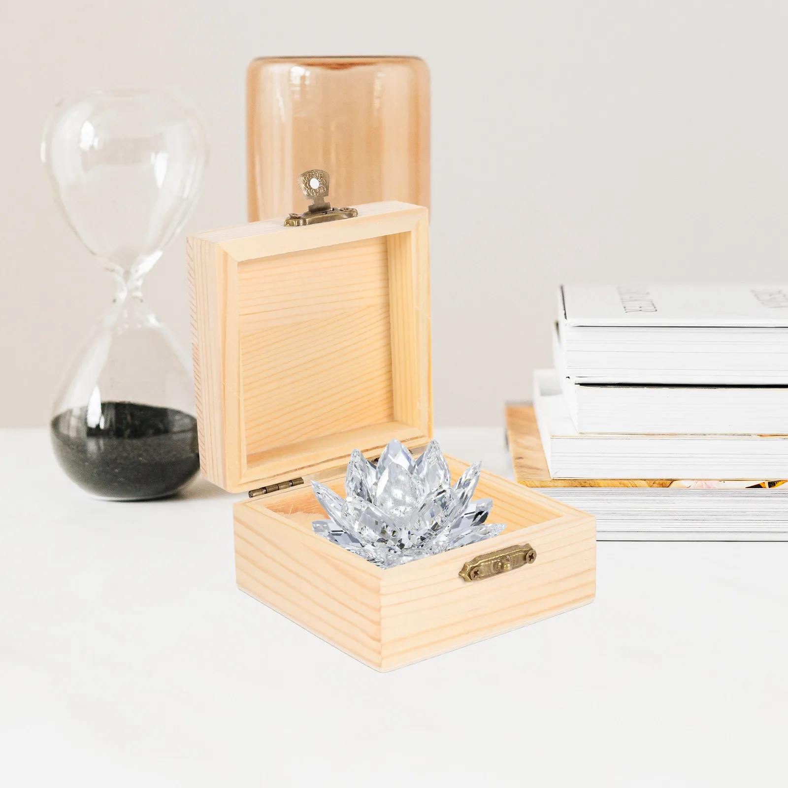 

4Pcs Wood Jewelry Storage Boxes High Grade Small Gift Packing Box Retro Lock Design for Wedding Birthday Party