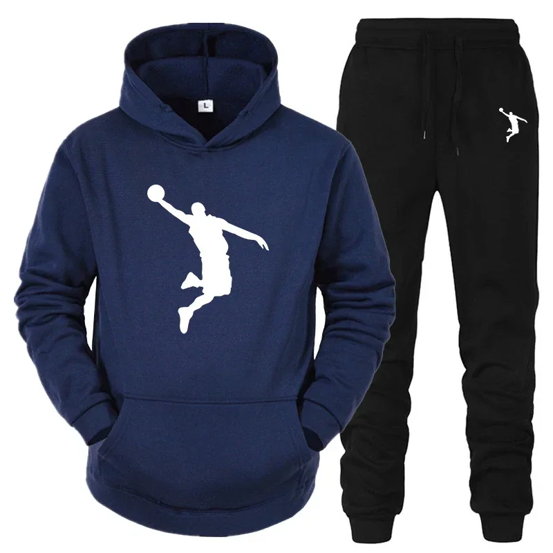 Mens Tracksuit Daily Fashion Casual Commuting Attire OutfitsHighQuality Print Hooded Sweatshirt Set Sports Jogging Clothing Suit