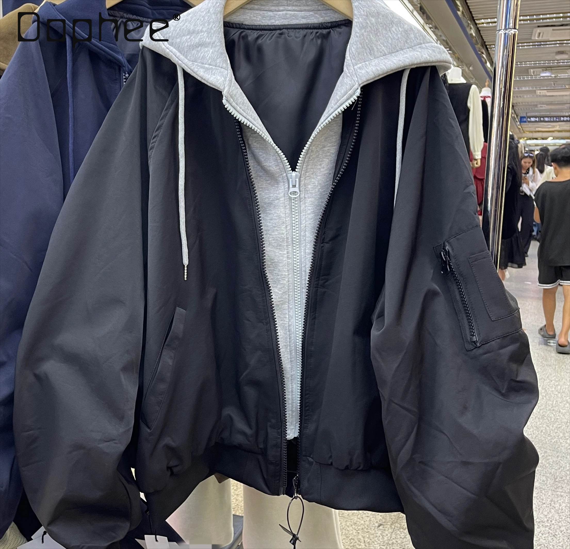 

Женская куртка с капюшоном на молнии в стиле пэчворк Design Sense, осенняя новая стильная элегантная куртка с длинными рукавами, модный топ