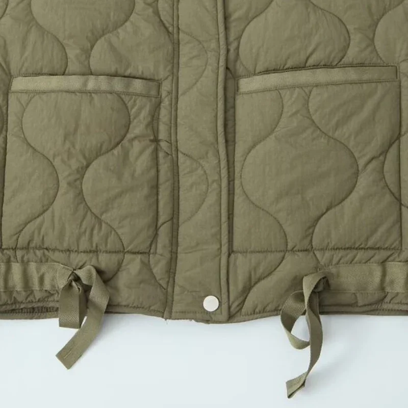 Dámská bavlněná polstrovaná bunda se zahuštěným stojacím límcem, volná teplá zimní bunda, dámská svrchní bunda, módní topy - náhled 6