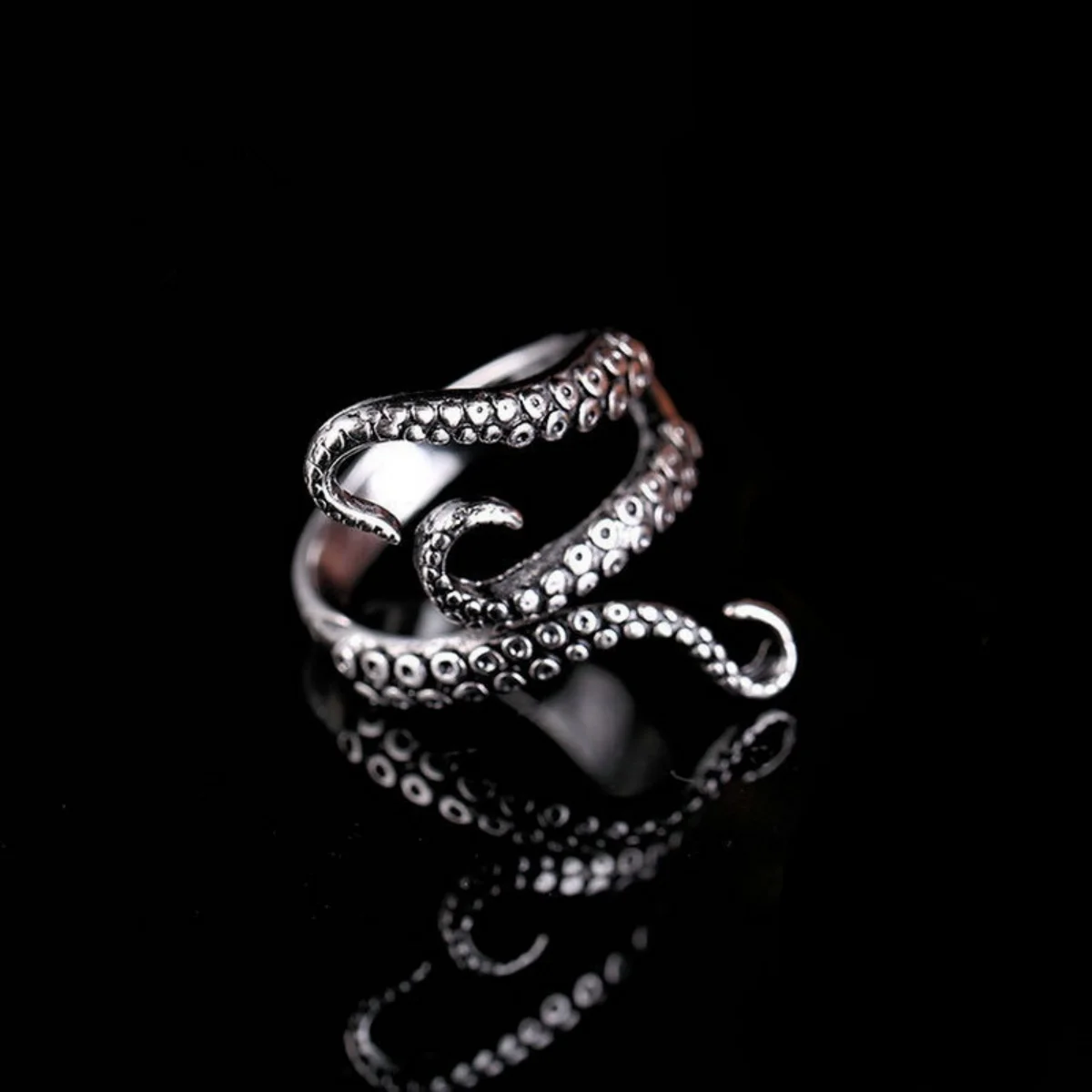 Gothic Retro Silver Color Octopus Finger Rings For Women Men Fashion Punk Rock Deep Sea Monster Animal Rings Cool Party Jewelry