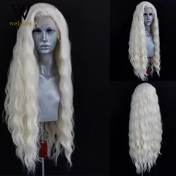 Webster Blonde Synthetic Lace Front Wig Long Natural Wave Wigs For Women Side Part High Temperature Lace Wig Cosplay Wig