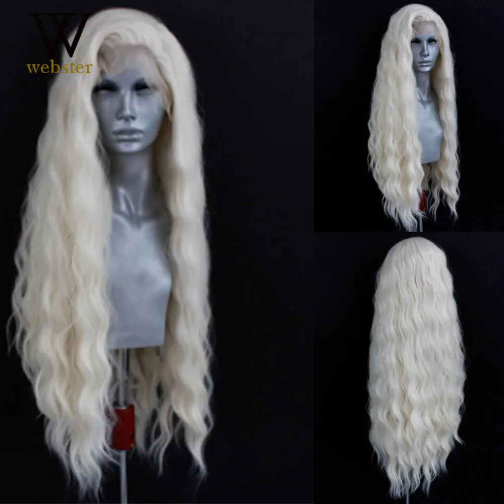 Webster Blonde Syntetyczna koronkowa peruka z przodu Długie naturalne fale Peruki dla kobiet Część boczna Koronkowa peruka o wysokiej temperaturze Peruka Cosplay
