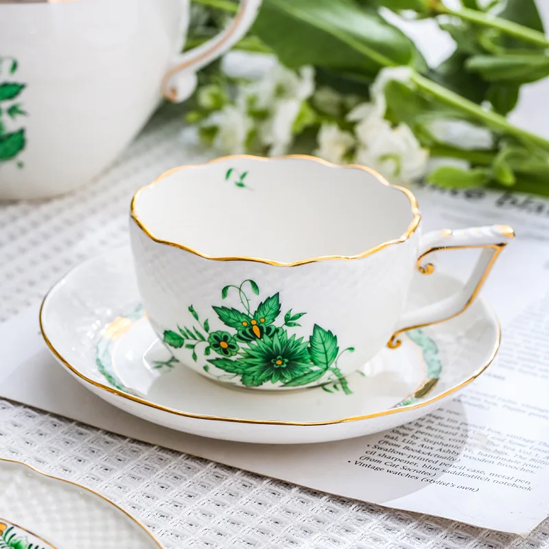 Vintage Cup and Plate French Coffee Cup High Beauty Restaurant Afternoon Tea Ceramic Cup, Plate and Pot