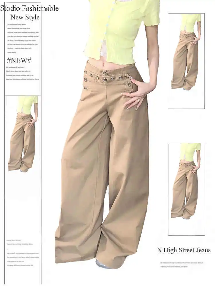 

Women's Wide Fit Baggy Pants American Retro Long Trousers Baggy Harajuku Grunge High Street Pantalones Autumn Winter New In