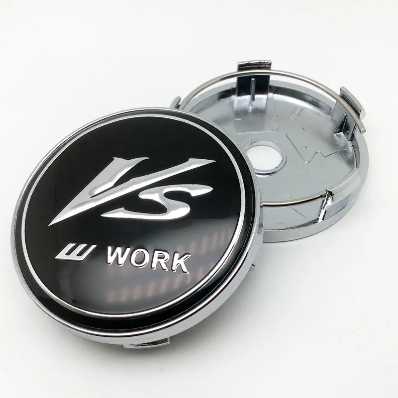 4pcs 60mm W Work Emotion Wheels Center Caps Hub Logo Emblem Badge Car Styling Rims Dust-proof Cover